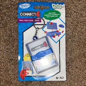Hasbro Connect 4 Mini Keychain Game - Blue and Silver